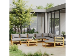 Vidaxl 11 Pcs Conjunto Lounge De Jardim Com Almofadões Acácia Maciça