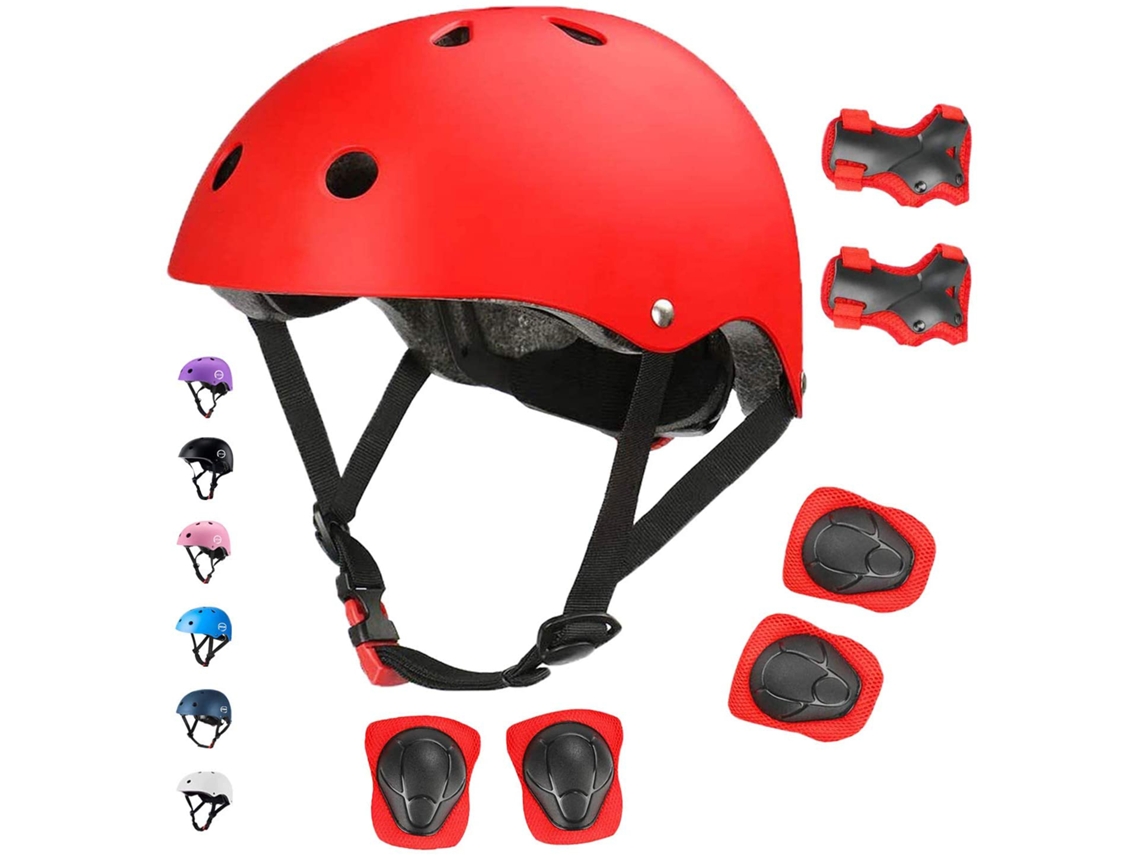 Conjunto infantil AQUAFORGE com Capacete e Joelheiras, vermelho, P, 12-30kg