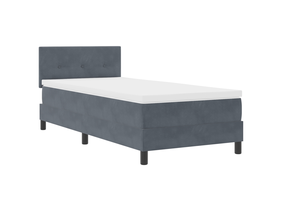 Conjunto 1 Cama Box Vidaxl Cinzento Veludo (100 X 200 Cm)