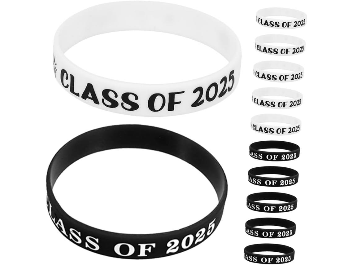 Conjunto Homsfou com 12 pulseiras de silicone ajustáveis, ideais para festas de aniversário, resistentes e com design exclusivo.