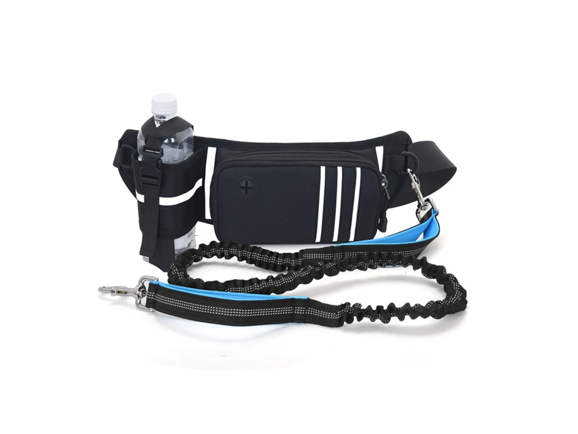Cinto Para Cachorro Mão Livre Com Bolsa Reflexiva, Despenser De Sacos De Caca E Ajustável Para Passeio E Corrida
