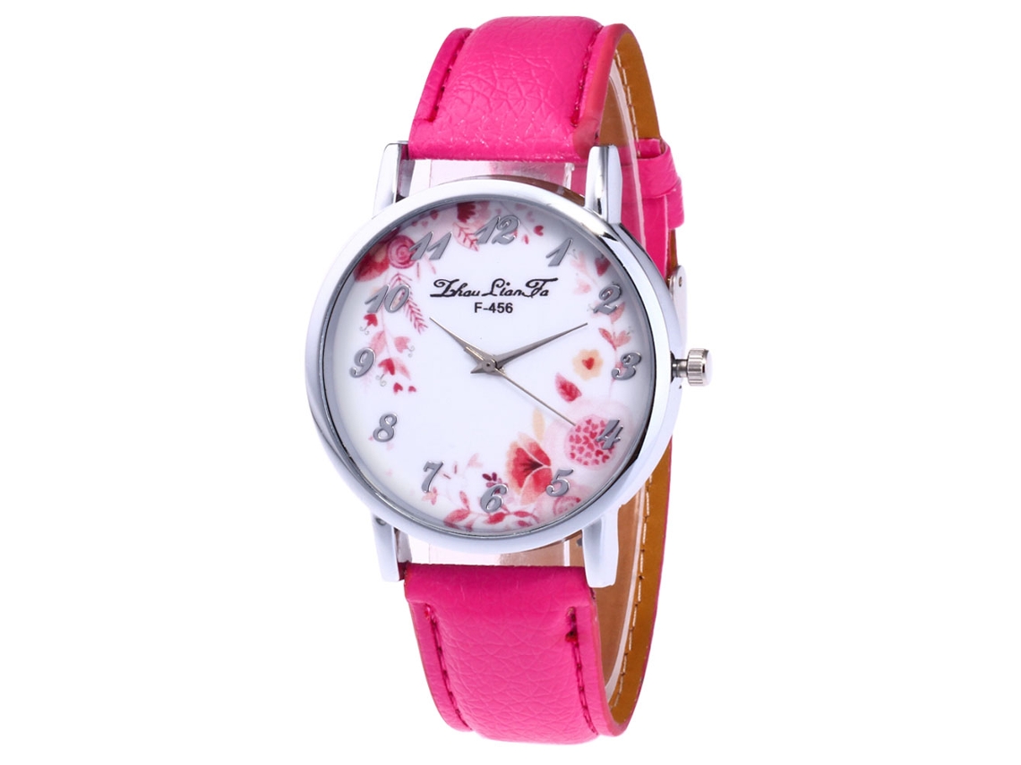 Reloj De Pulsera De Aleación Analógico De Cuarzo Con Dial Redondo Para Parejas Color Rojo Rosa