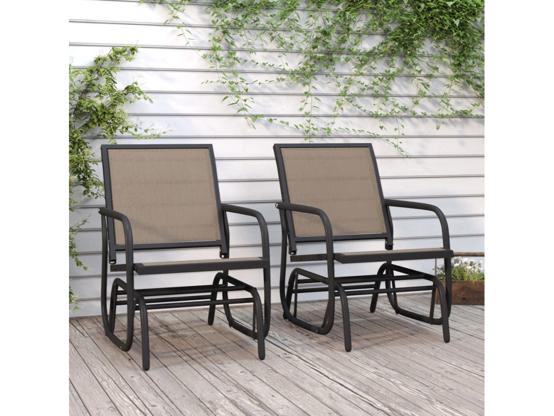 Vidaxl Cadeiras Planadoras Para Jardim 2 Pcs Textilene/aço Castanho
