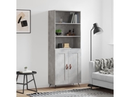 Vidaxl Armário Alto 69,5x34x180 Cm Derivados De Madeira Cinza Cimento