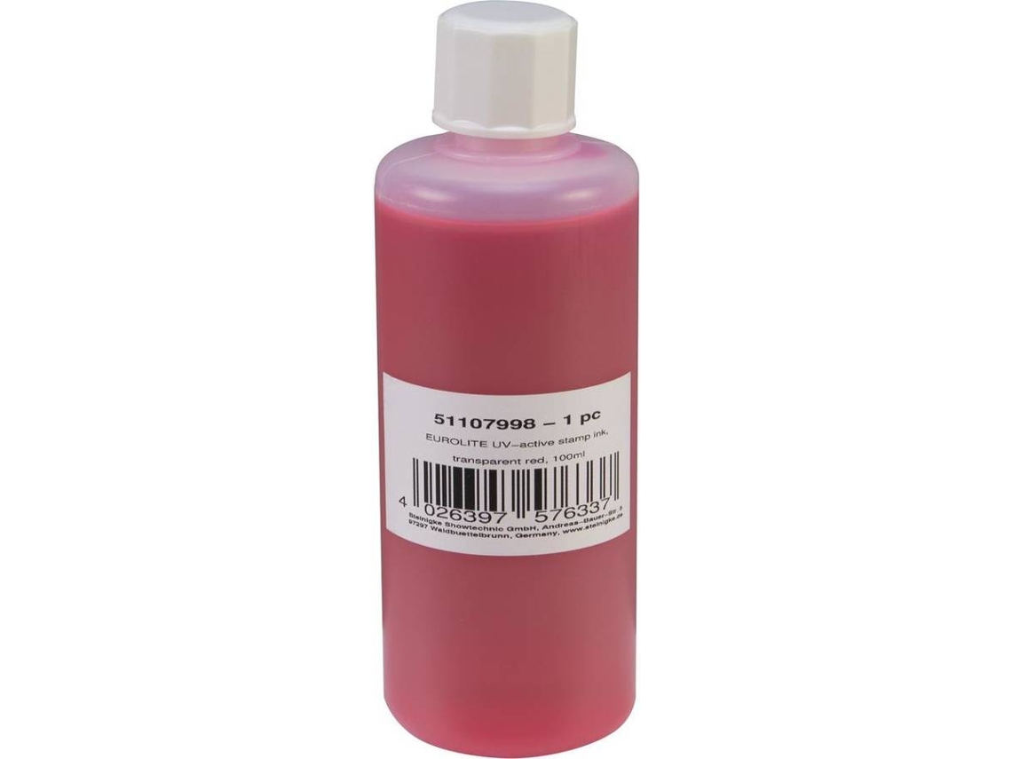 Tinta de Carimbo EUROLITE Uv Active Stamp Ink, Transparente Vermelho, 100 ml
