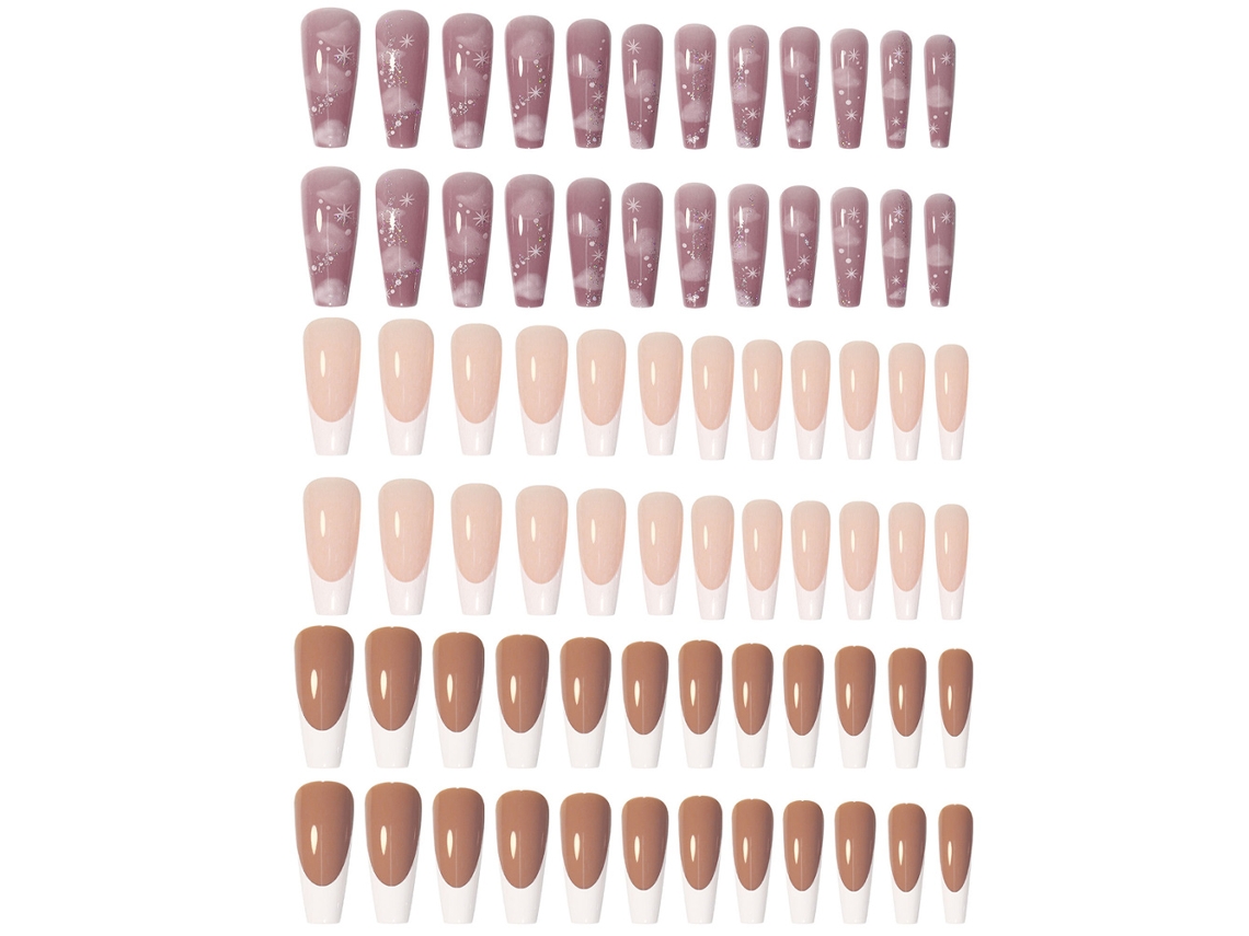 Long Press On Nails Unhas Postiças De Cobertura Completa Unhas Postiças Paraes E Meninas 3 Caixas 24 Peças Cada -Estilo 4 ZMDECQNA