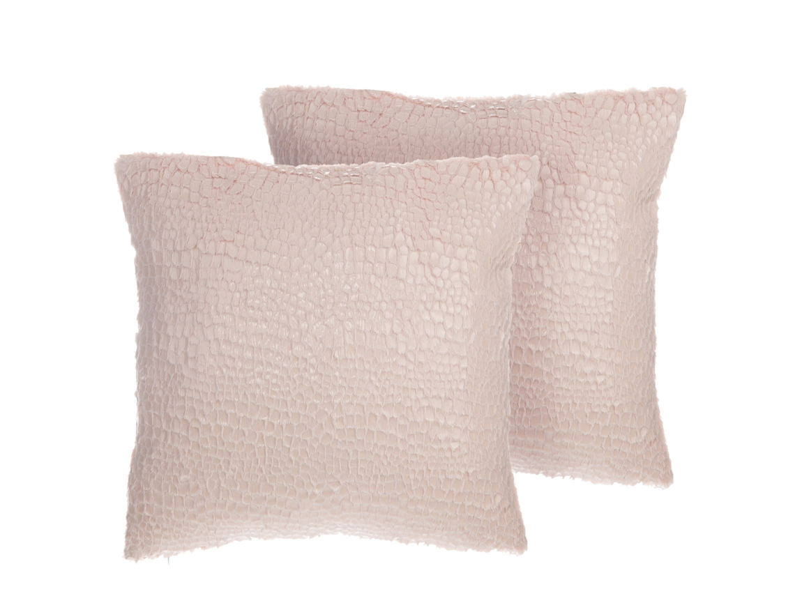 Conjunto de 2 almofadas BELIANI Peony de Poliéster Rosa 45x45x12