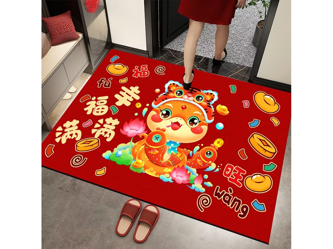 Laxiscreed Tapete De Piso Tema Ano Da Serpente 80x120cm Para Prosperidade E Felicidade