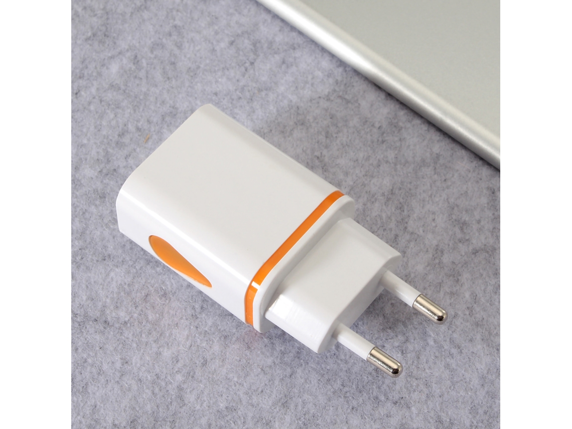 Cargador De Parede Usb De Dois Portos Led De Viagem 100-240v Adaptador Laranja