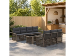 Vidaxl Conjunto De Sofá De Jardim 9 Unid. Cinza E Cinza Escuro Vime Pe