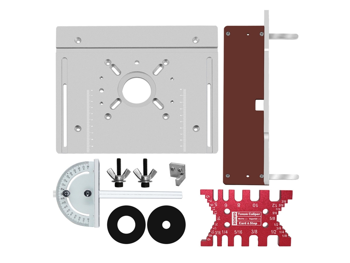 Conjunto de 4 placas de inserção para mesa giratória de alumínio, ferramenta auxiliar para marcenaria.