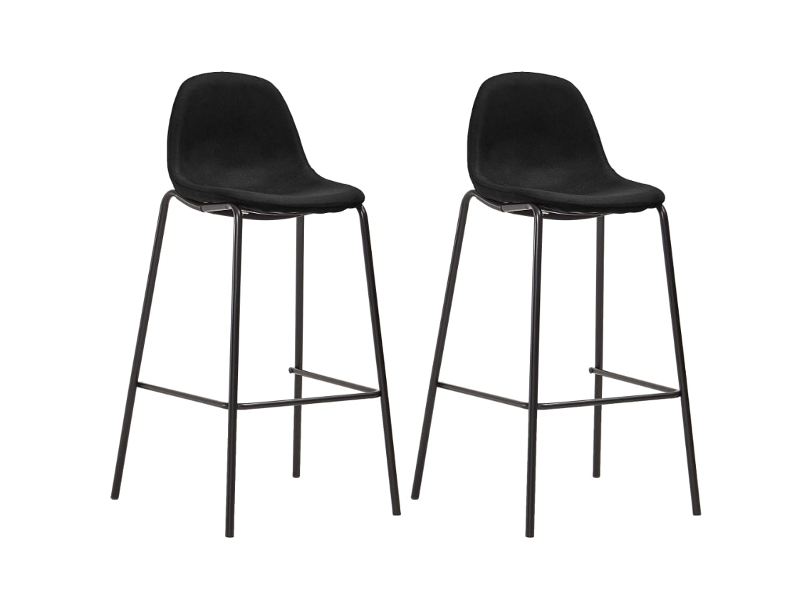 Vidaxl Cadeiras De Bar 2 Pcs Tecido Preto
