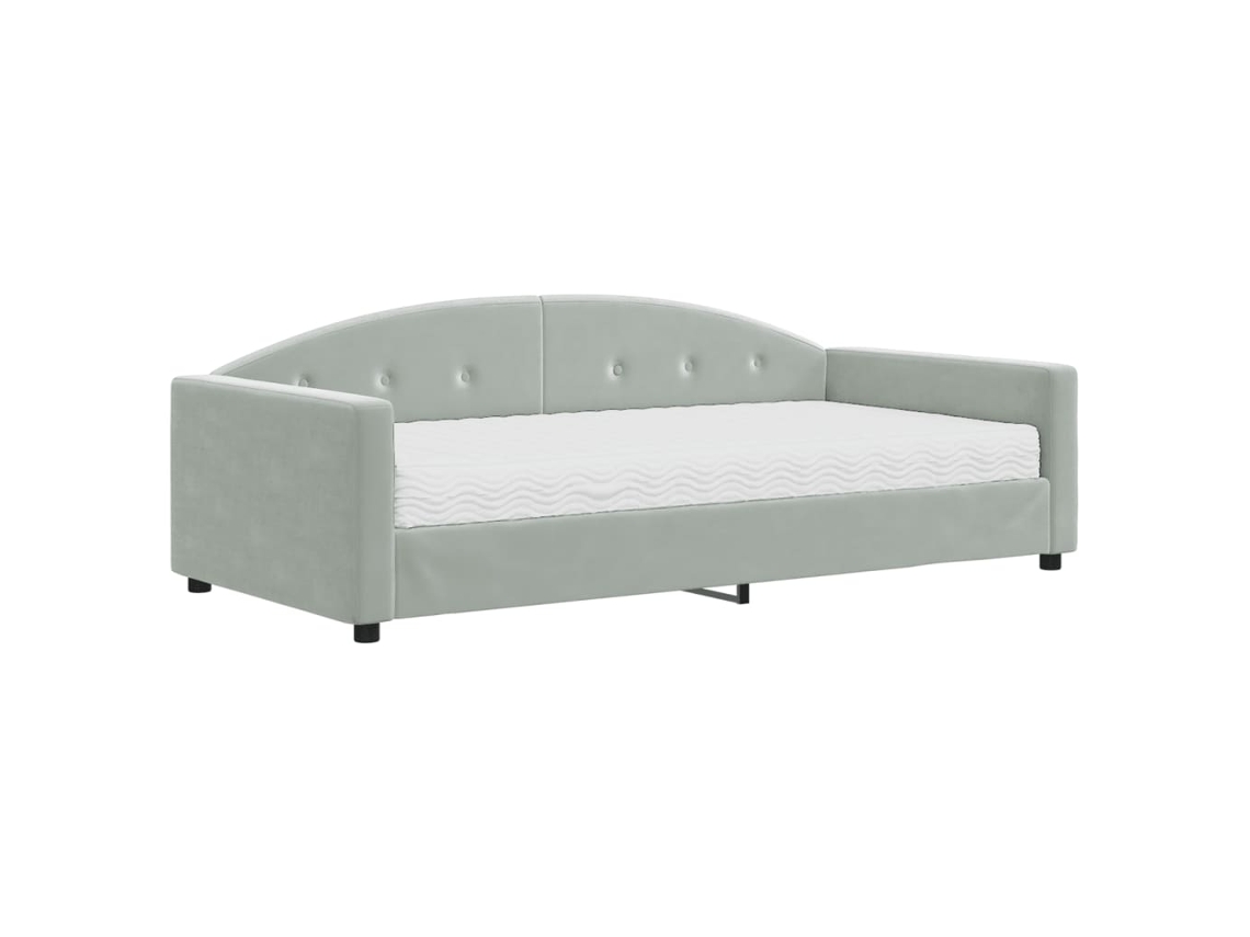 Sofá cama com Colchão (100x200 cm) Veludo Cinzento claro MAISON EXCLUSIVE