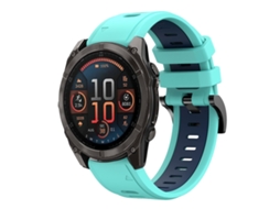 Bracelete para Garmin Fenix 8 AMOLED silicone esportivo duas cores verde menta + azul meia noite (22mm)