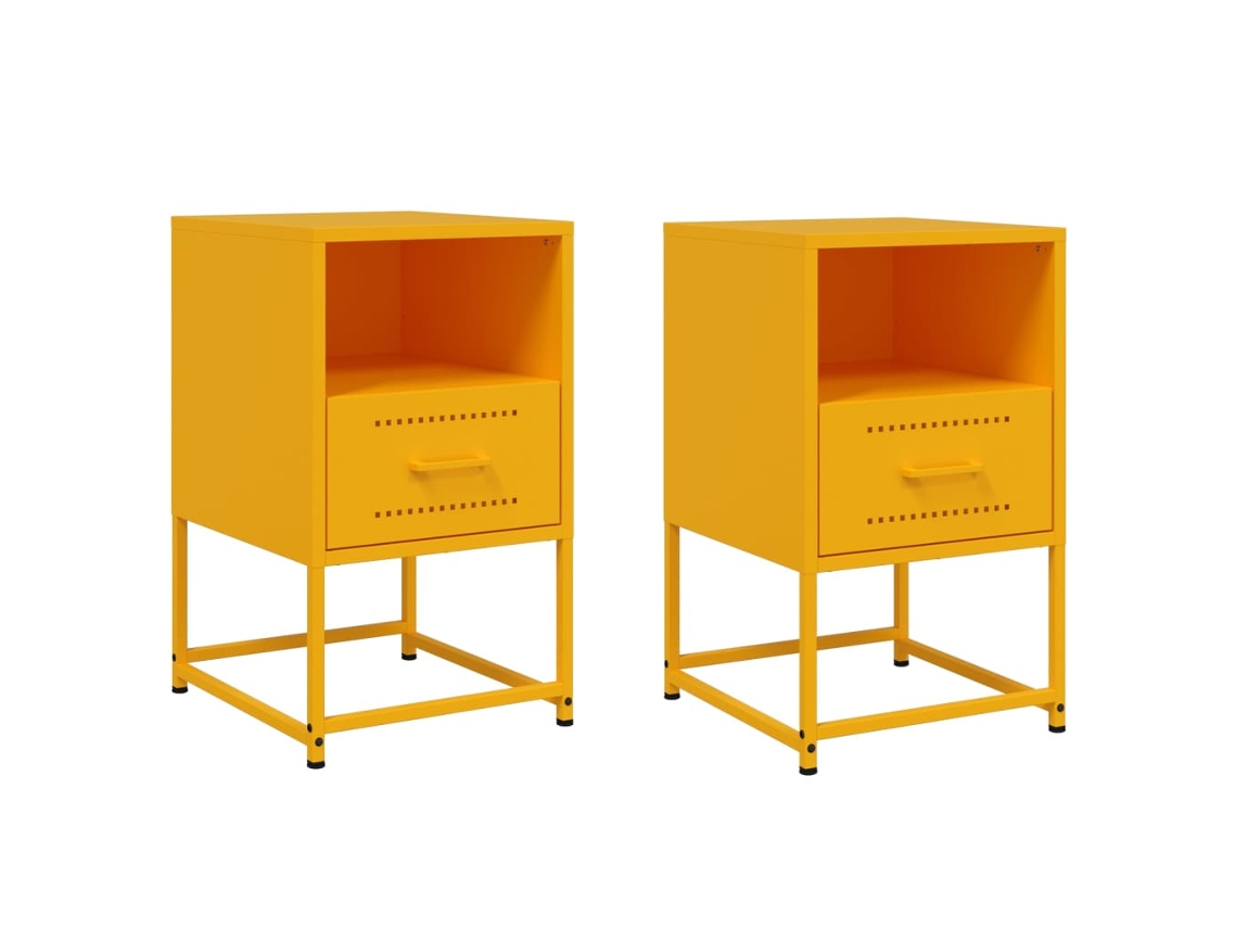 Bedside Cabinet, Bedside Cabinets Vidaxl Amarelo Aço (n/a)
