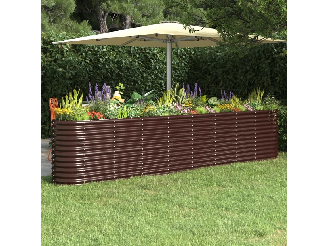 Canteiro Elevado Jardim 332x40x68cm Aã§o Revestido A Pã³ Castanho Dkd Home Decor