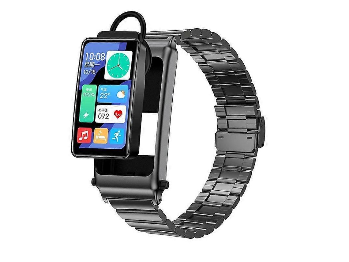 Relógio inteligente VONKELIOS com pulseira de aço de 1,57 polegadas e fones de ouvido removíveis (preto)