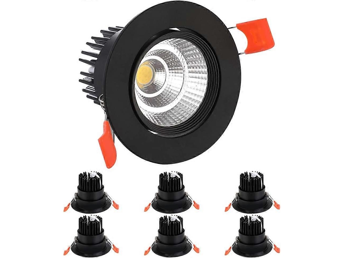 Omni foco Empotrado Led Cob 7w, 220 240v, Branco Quente 3000k, Ajuste 30°, Ip44, Corte 70 80mm, Classe Energética a