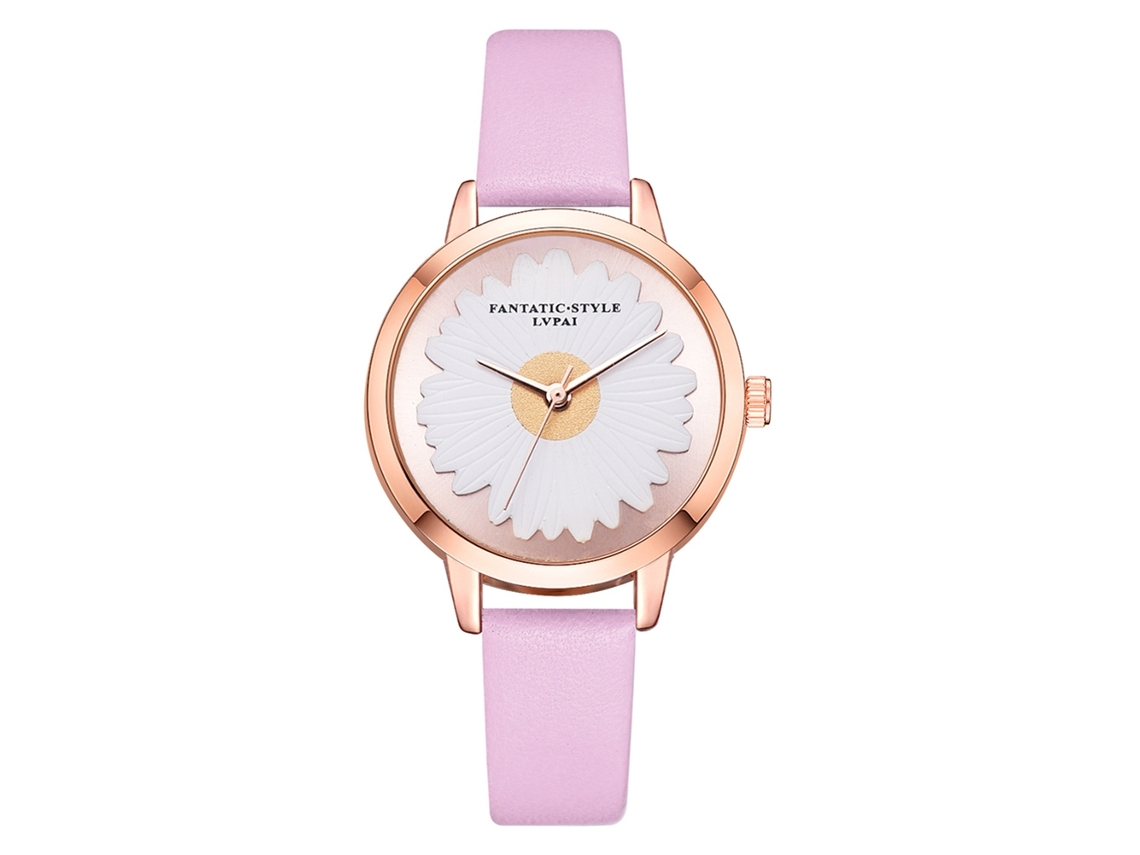 Relógio de Pulso Feminino Casual Lvpai Quartzo Simples Elegante Pulseira Pu Rosa