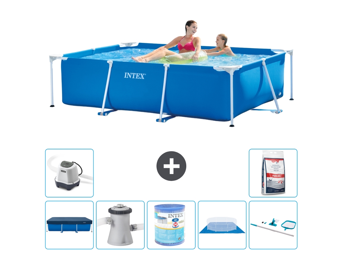 Piscina com Estrutura Retangular 220x150x60 Cm 8 peças S40029 INTEX