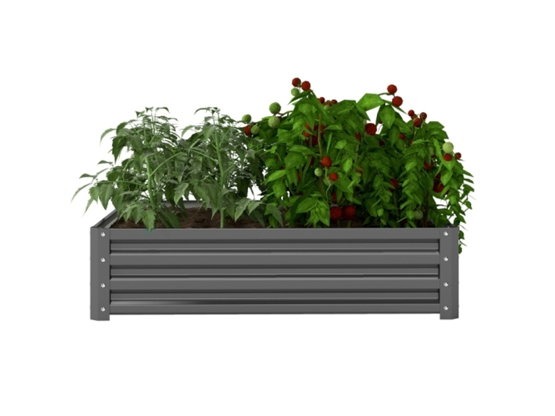 Canteiros Elevados Em Aço, Na Cor Cinza Claro, Para Jardins, Terraços E Varandas.