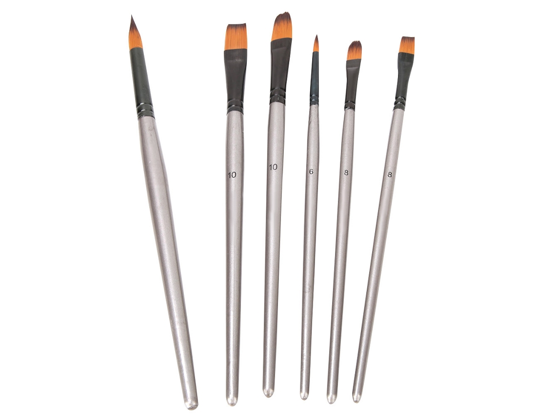 6pcs Pincéis De Pintura Multifuncional De Nylon E Alumínio Para Pintura A Óleo E Acrílico Materiais De Arte