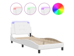 Bed Frame, Bed Frames Vidaxl Branco Couro Artificial (80 X 200 Cm)