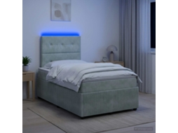 Vidaxl Cama Box Com Led E Colchão Cinzento-claro 120 X 190 Cm Veludo