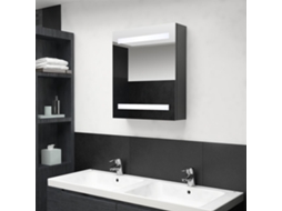 Vidaxl Armário Espelhado Casa De Banho Led 50x14x60cm Cinzento