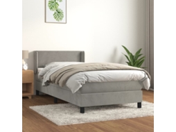 Vidaxl Cama Com Molas/colchão 80x200 Cm Veludo Cinza-claro