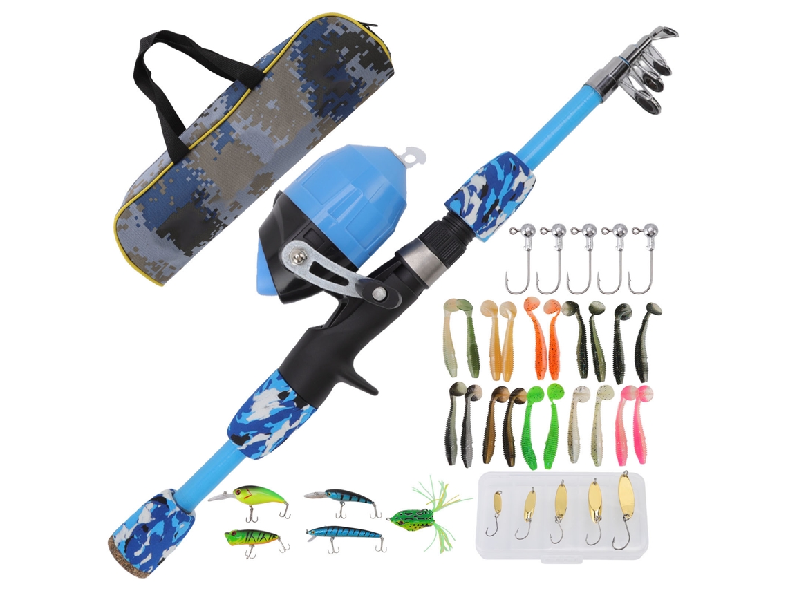 Kit de Pesca Infantil Telescópico Azul 4.9ft