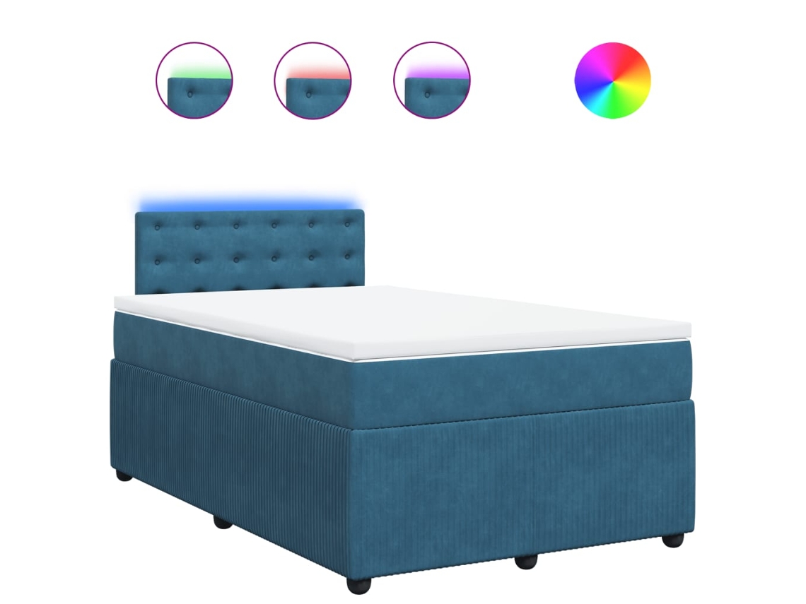 Box Spring Bed, Box Spring Beds Vidaxl Azul Veludo (120 X 190 Cm)