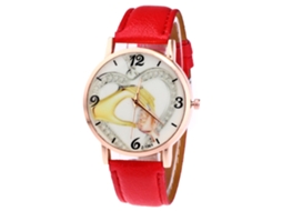 Relógio feminino Zhoulianfa, analógico, de quartzo, com pulseira de PU, vermelho.