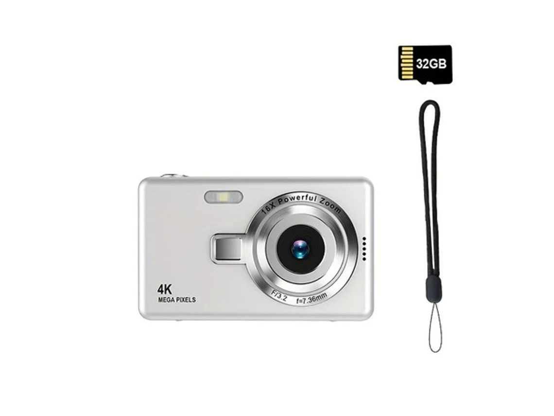 Câmara Digital Portátil, Alta Definição 4k, Autofoco, Inclui Cartão De Memória De 32 Gb E Flash, Zoom De 16x, Múltiplos Modos De Filtro. Tommy01