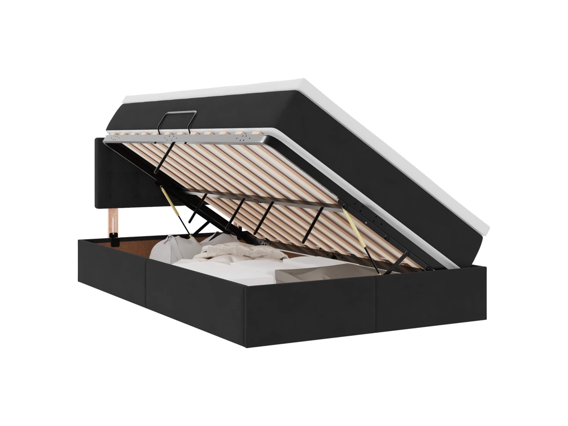 Cama com Arrumação e Led com Colchão Preto Veludo MAISON EXCLUSIVE (120x200 cm)