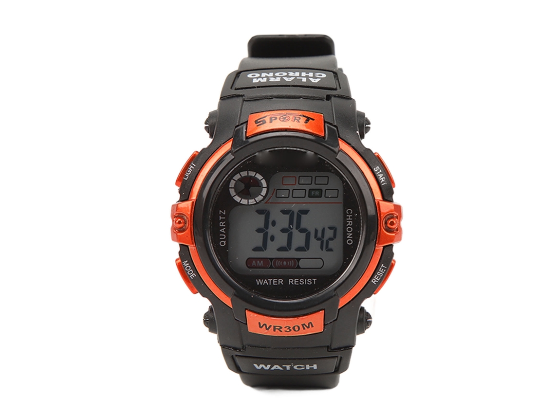Relógio Esportivo Digital Lcd Com Luz Noturna Para Atividades Ao Ar Livre Para Homens Laranja