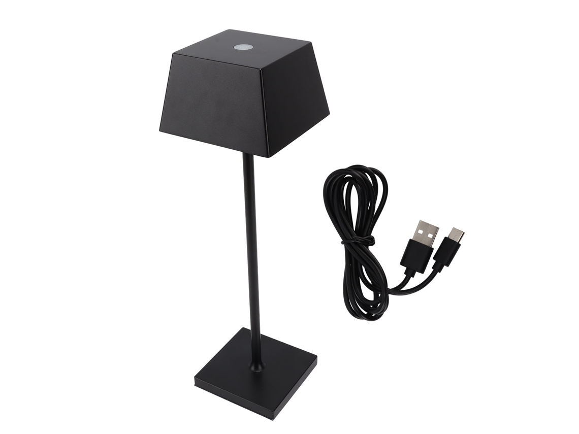 Rebe-lâmpada De Mesa Led Sem Fio Ajustável De Metal Usb Recarregável Para Bar, Quarto, Ambiente Vintage Preto