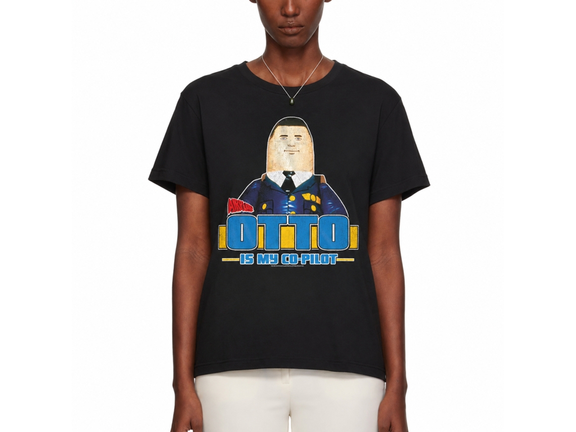 Rockinstone Airplane Movie Otto Black Adult T-shirt Size:s