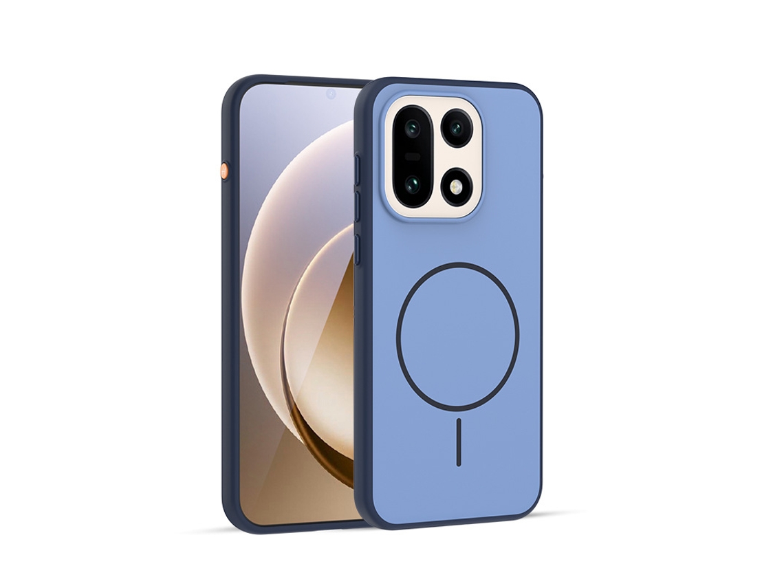 Capa Para Celular Dois Em Um Com Cores Contrastantes Para A Pelemagnético - Azul Botão Metálico Independente - Honor Magic 8