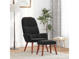 Vidaxl Cadeira De Descanso Com Banco P/ Pés Veludo Preto