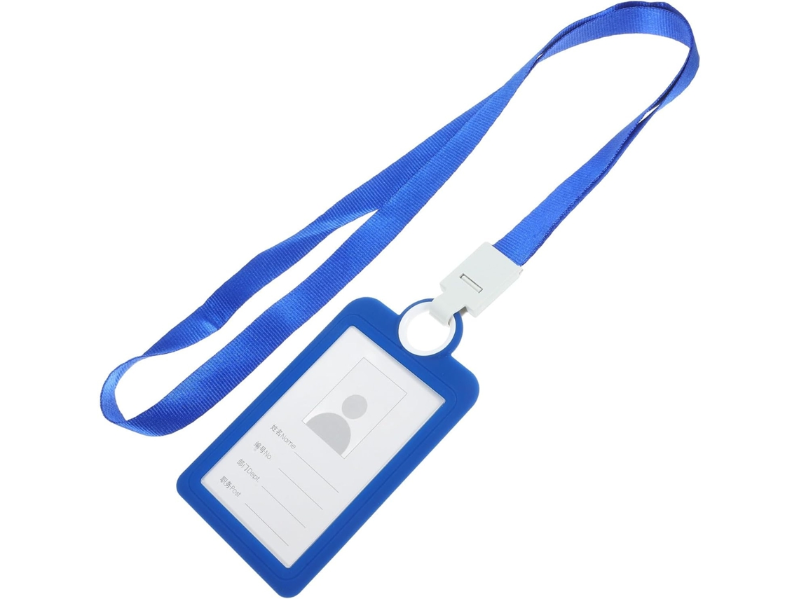 Porta Crachá Reutilizável Em Silicone Macio Azul Com Cordão, Estojo Protetor Leve Cartões De Ônibus, Ideal Para