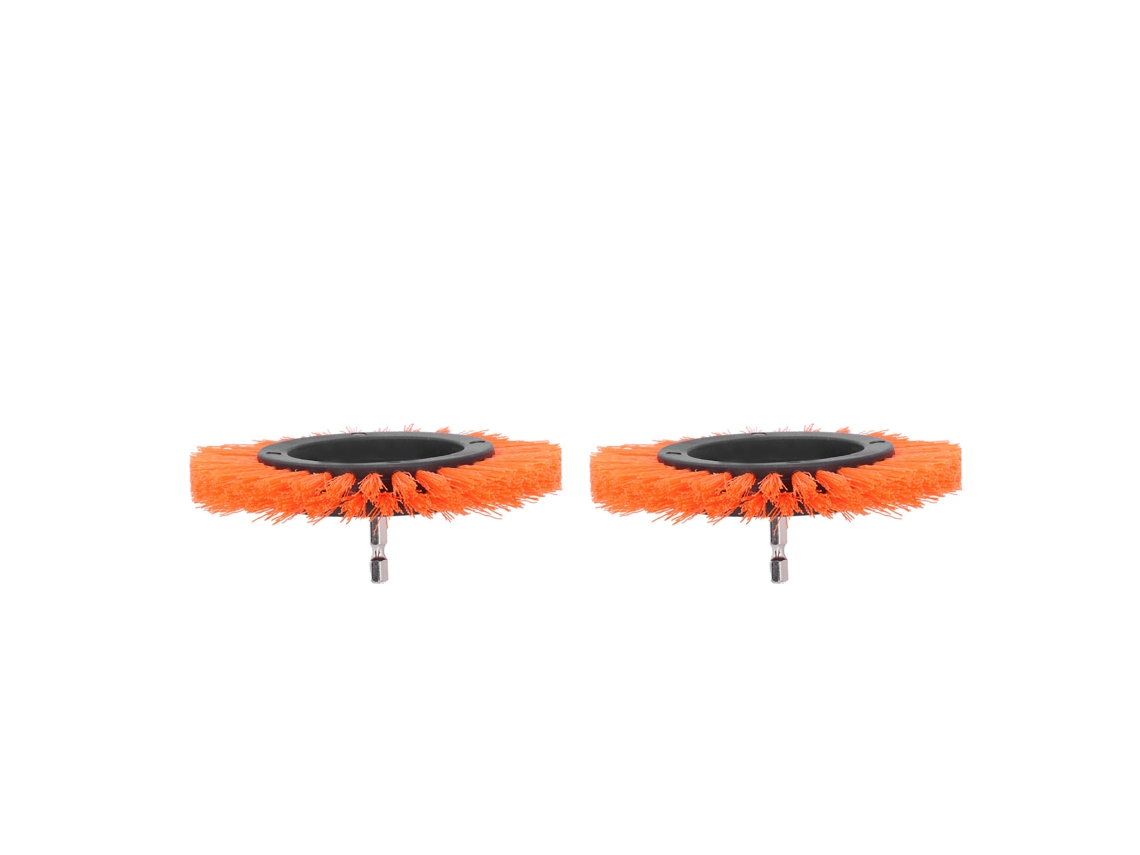 Conjunto de 2 cabeças de escova para furadeira elétrica de 3,5 polegadas, acessórios de escova duráveis para decoração de carpetes, laranja.