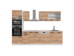 Cozinha R-line, 300cm Pt Carvalho, Carvalho Dourado/branco, Branco, Vicco Opt.2