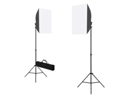 Vidaxl Iluminação De Estúdio Profissional 2 Pcs 40x60 Cm Aço Preto