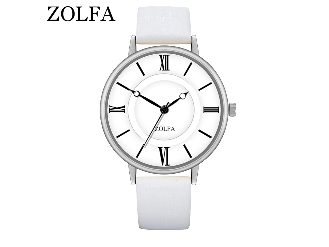 Relógio de Pulso Feminino Fashion com Pulseira de Couro e Movimento de Quartzo Branco