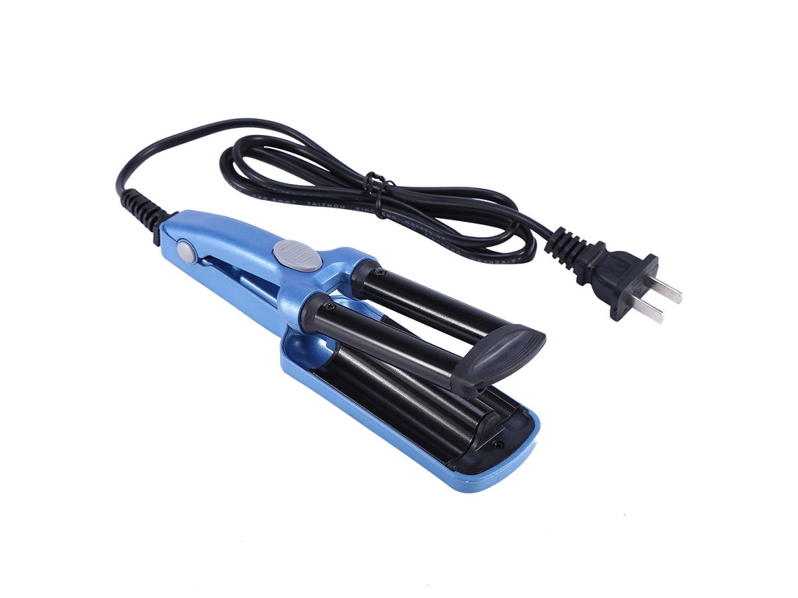 2026 mini Rizador de Cabelo Elétrico de Três Barras, Ferramenta de Penteado (azul)