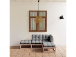 Vidaxl 4 Pcs Conjunto Lounge De Jardim C/ Almofadões Pinho Maciço