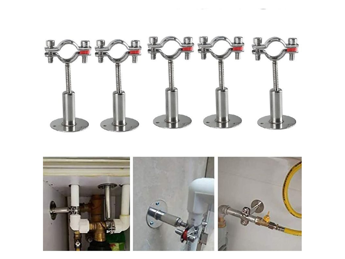 Suportes De Tubo Ajustáveis De Aço Inoxidável 304, Montagem Em Parede, Para Diâmetro 32-34mm, 5 Peças