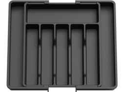 Lurelia Bandeja Para Talheres, Ajustável, 8 Compartimentos, Para Gaveta De Cozinha, 57 X 38 X 5 Cm, Preto