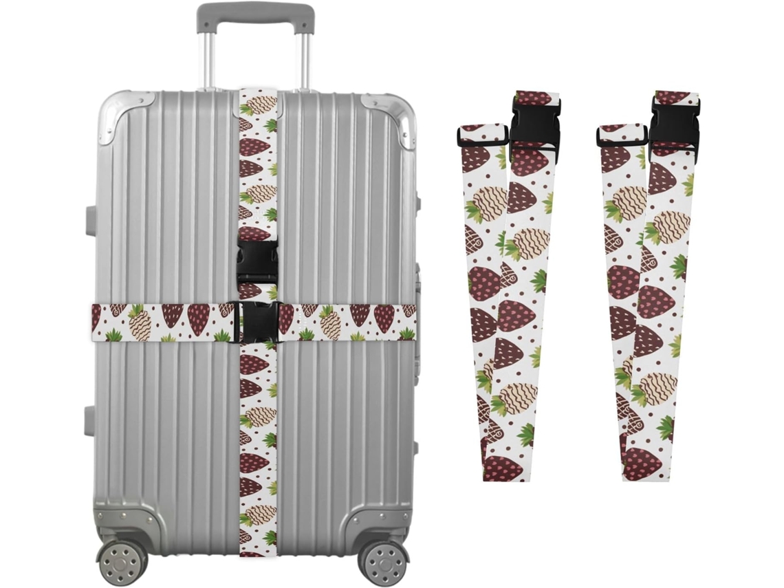 Conjunto De 2 Cintas Bagagem Personalizáveis Com Fivelas Para Malas Chocolate E Morango